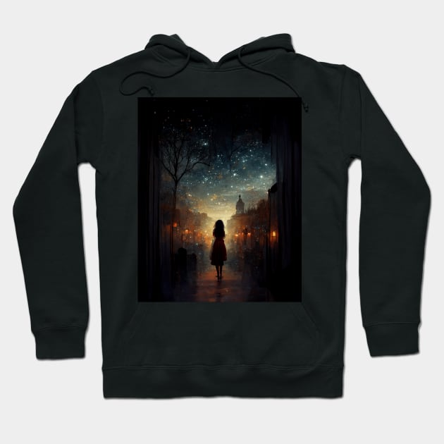 Girl Staring at the Stars - best selling Hoodie by bayamba